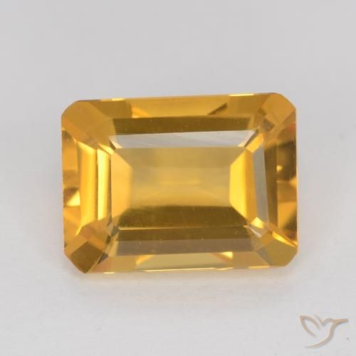 1.24ct Naturale Arancio Dorato Profondo Citrino, Taglio smeraldo, VVS-VS