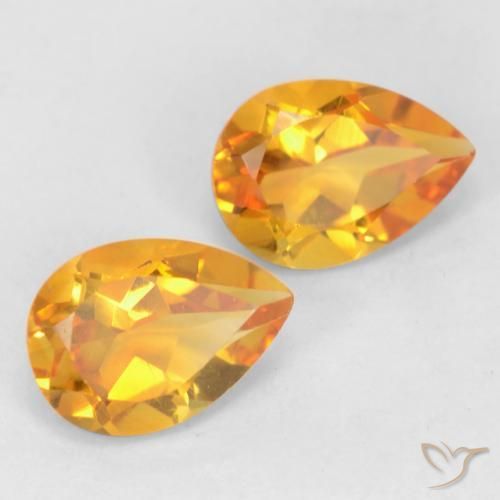 Gemme di Citrino Arancio intenso-OroG naturale da 1.33 ct, Forma a pera, VVS-VS