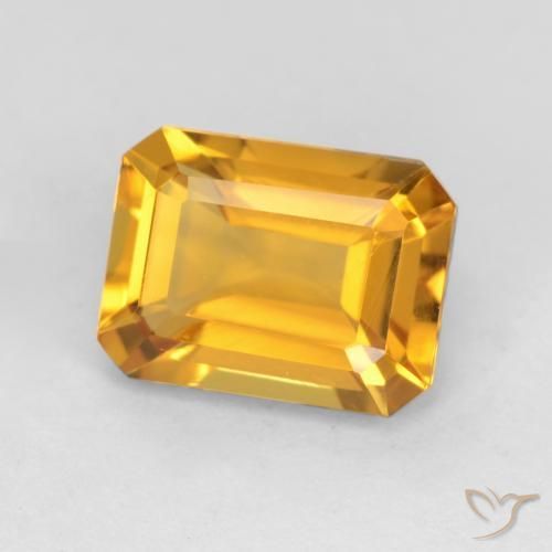 1.44ct Naturale Arancio Dorato Profondo Citrino, Taglio smeraldo, VVS-VS
