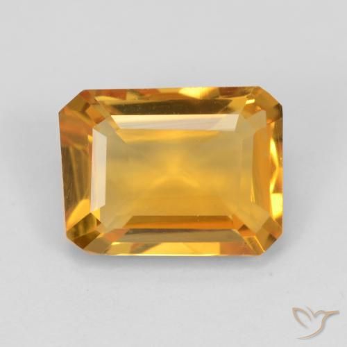 1.37ct Naturale Arancio Medio Citrino, Taglio smeraldo, VVS-VS