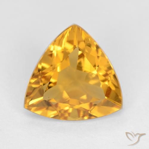 2.03ct Naturale Arancio Dorato Profondo Citrino, Taglio trillion, VVS-VS