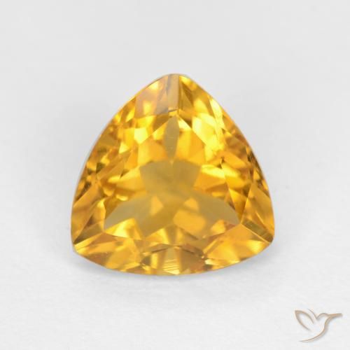 1.50ct Naturale Arancio Dorato Profondo Citrino, Taglio trillion, VVS-VS