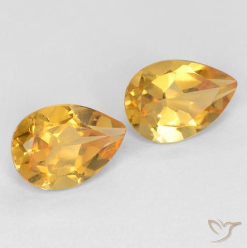 Gemme di Citrino Dorato medio-scuro naturale da 1.29 ct, Forma a pera, VVS-VS
