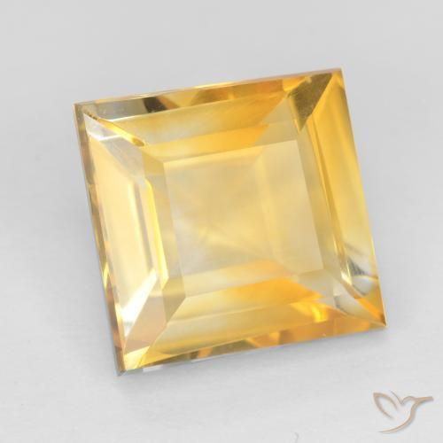 Citrino Arancio chiaro-Oro naturale da 3.16 ct, Quadrato, VS