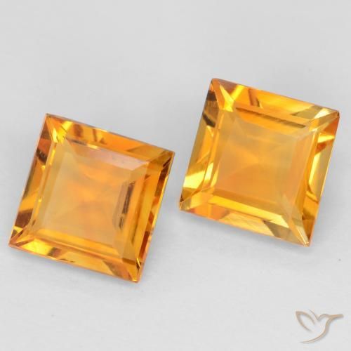 Gemme di Citrino Arancio Medio naturale da 1.62 ct, Quadrato, VS