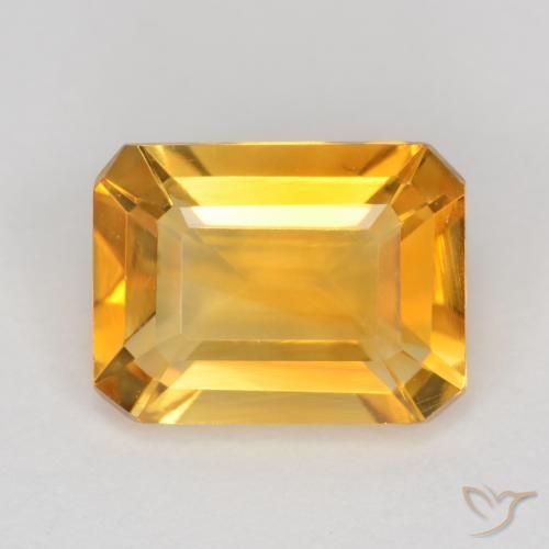 1.45ct Naturale Arancio Dorato Profondo Citrino, Taglio smeraldo, VS