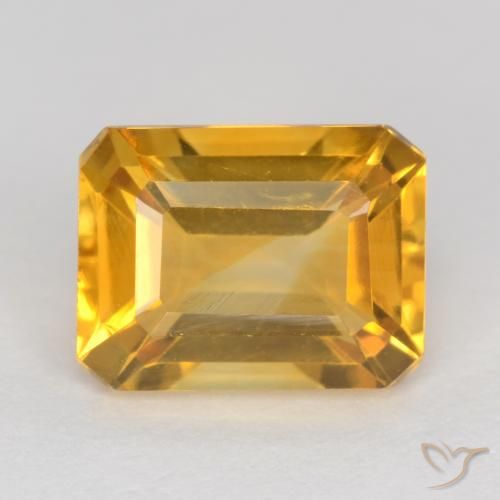 1.57ct Naturale Arancio Dorato Profondo Citrino, Taglio smeraldo, VS