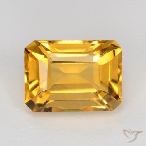 1.67ct Naturale Arancio Dorato Profondo Citrino, Taglio smeraldo, VS