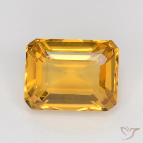 1.65ct Naturale Arancio Dorato Profondo Citrino, Taglio smeraldo, VS