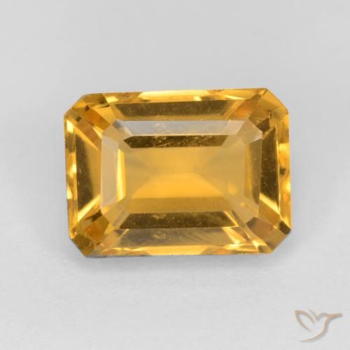 1.58ct Naturale Arancio Dorato Profondo Citrino, Taglio smeraldo, VVS-VS