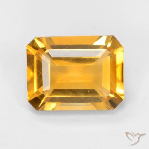 1.58ct Naturale Arancio Dorato Profondo Citrino, Taglio smeraldo, VVS-VS