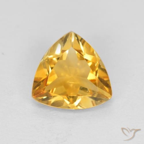 0.89ct Naturale Arancio Dorato Profondo Citrino, Taglio trillion, VS