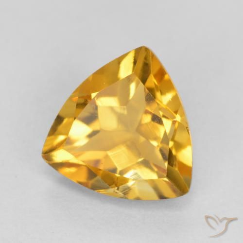 Citrino Arancio Dorato Profondo naturale da 0.97 ct, Taglio trillion, VVS-VS
