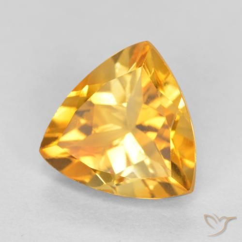 Citrino Arancio Dorato Profondo naturale da 1.08 ct, Taglio trillion, VVS-VS