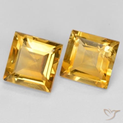 Gemme di Citrino Arancio Dorato Profondo naturale da 2.85 ct, Quadrato, VS