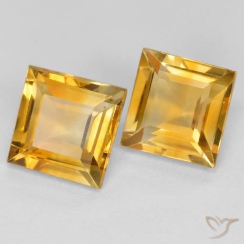 Gemme di Citrino Arancio Dorato Profondo naturale da 3.11 ct, Quadrato, VS