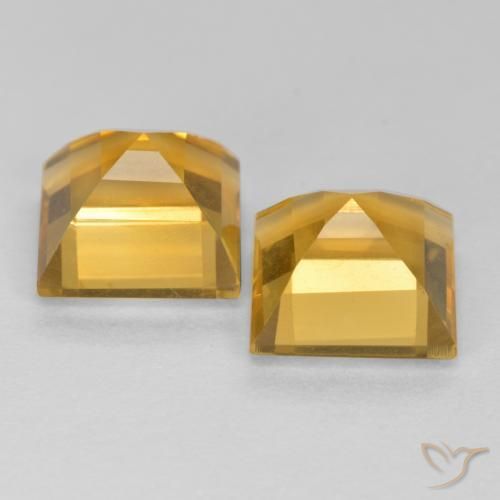 Gemme di Citrino Arancio Dorato Profondo naturale da 3.35 ct, Quadrato, VS