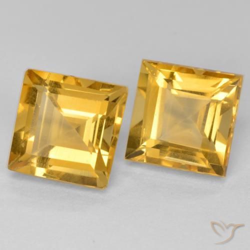 Gemme di Citrino Dorato medio-scuro naturale da 3.65 ct, Quadrato, VS