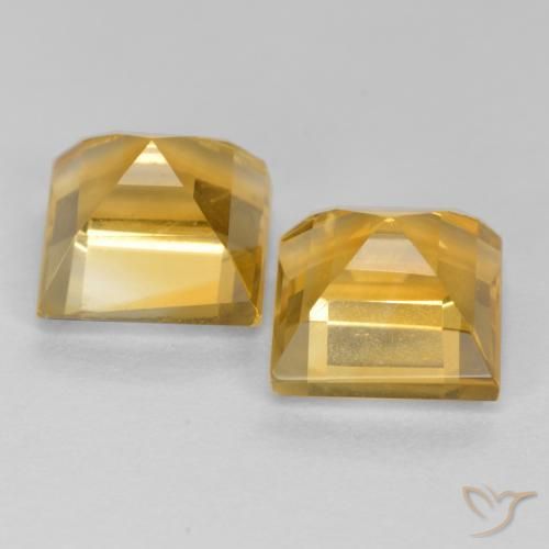 Gemme di Citrino Dorato medio-scuro naturale da 3.65 ct, Quadrato, VS