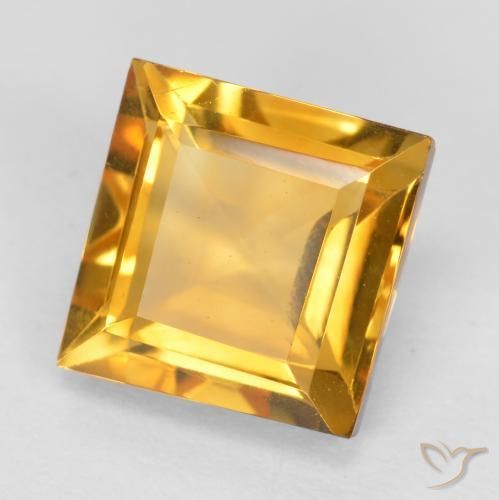 Citrino Arancio medio-chiaro-oroG naturale da 1.87 ct, Quadrato, VVS-VS