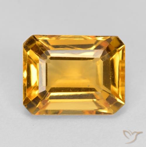 1.66ct Naturale Arancione-Oro medio Citrino, Taglio smeraldo, VS