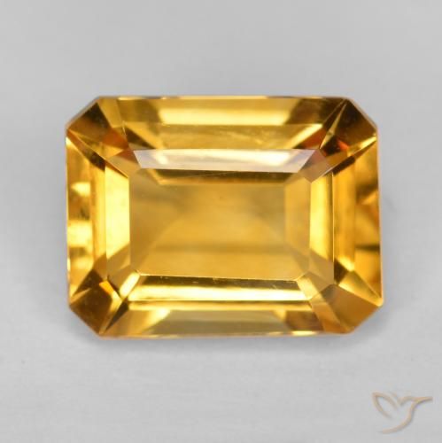 1.55ct Naturale Arancione-Oro medio Citrino, Taglio smeraldo, VS