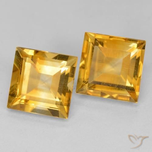 Gemme di Citrino Arancio-Oro naturale da 3.35 ct, Quadrato, VS