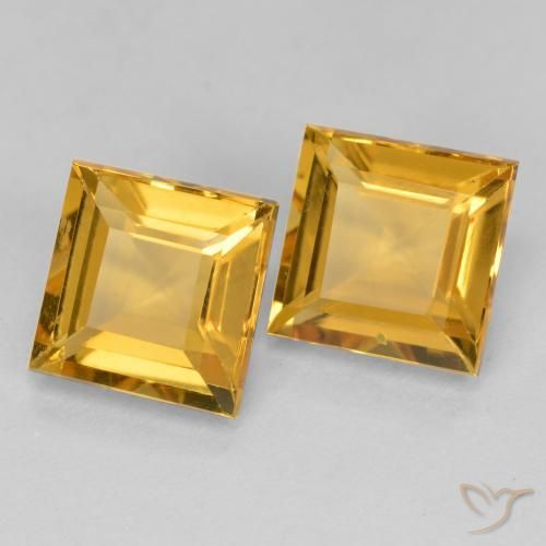 Gemme di Citrino Arancio Dorato Profondo naturale da 3.16 ct, Quadrato, VS