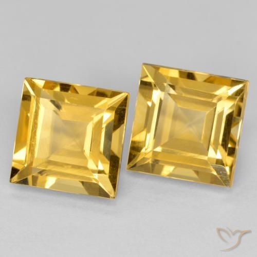 Gemme di Citrino Dorato medio-chiaro naturale da 3.45 ct, Quadrato, VS
