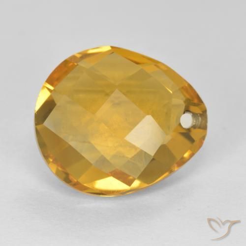 Citrino Arancio Dorato Profondo naturale da 4.06 ct, Forma a pera, VVS-VS