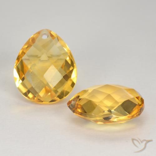 Gemme di Citrino Dorato medio-scuro naturale da 7.58 ct, Forma a pera, VVS-VS