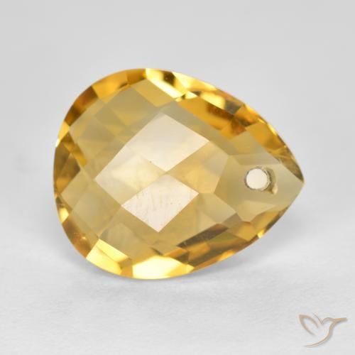 Citrino Dorato medio-scuro naturale da 3.69 ct, Forma a pera, VVS-VS