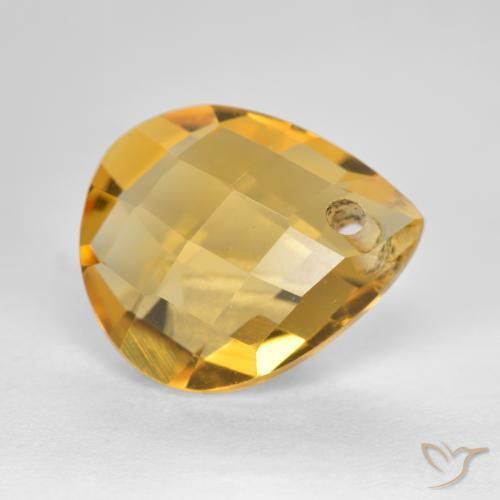 Citrino Dorato medio-scuro naturale da 3.82 ct, Forma a pera, VVS-VS