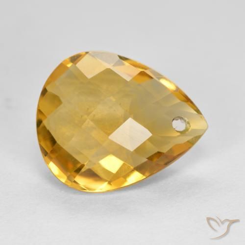 Citrino Dorato medio-scuro naturale da 3.38 ct, Forma a pera, VVS-VS