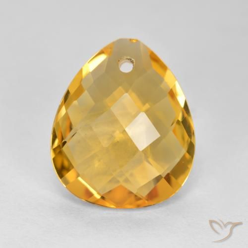 3.37ct Naturale Arancio Dorato Profondo Citrino, Forma a pera, VVS-VS