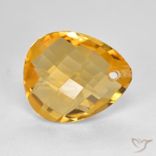 Citrino Arancio Dorato Profondo naturale da 3.37 ct, Forma a pera, VVS-VS