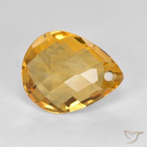 Citrino Dorato scuro naturale da 3.45 ct, Forma a pera, VVS-VS