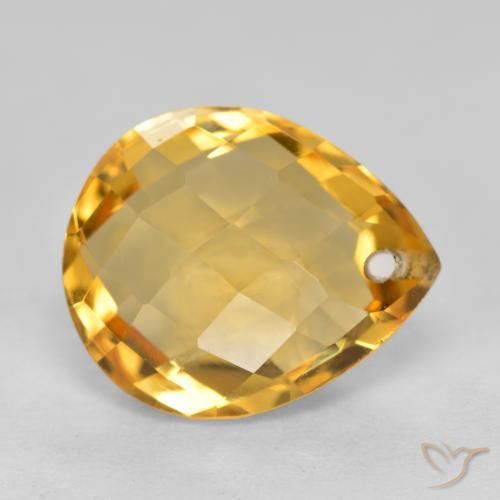 Citrino Dorato medio-scuro naturale da 3.82 ct, Forma a pera, VVS-VS