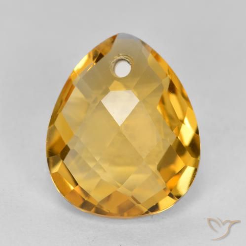 3.37ct Naturale Arancio Dorato Profondo Citrino, Forma a pera, VVS-VS