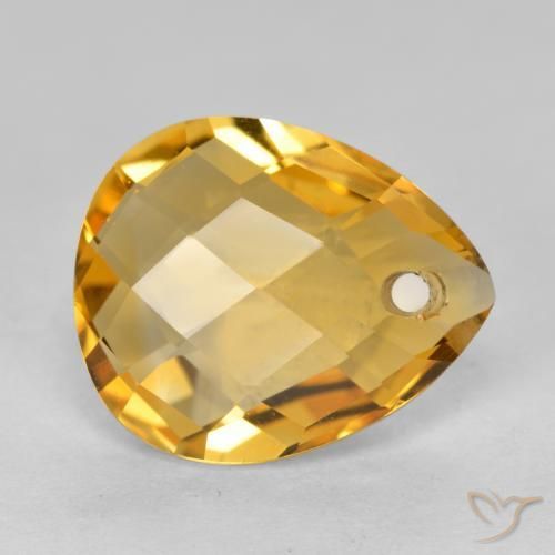Citrino Arancio Dorato Profondo naturale da 3.37 ct, Forma a pera, VVS-VS
