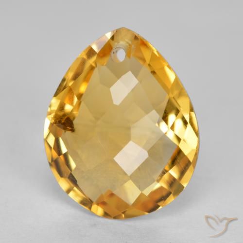 3.30ct Naturale Arancio Dorato Profondo Citrino, Forma a pera, VS-SI