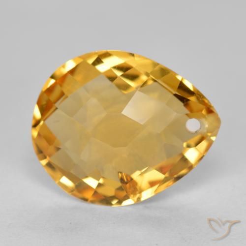 Citrino Arancio Dorato Profondo naturale da 3.30 ct, Forma a pera, VS-SI