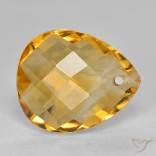 Citrino Arancio Dorato Profondo naturale da 3.60 ct, Forma a pera, VVS-VS