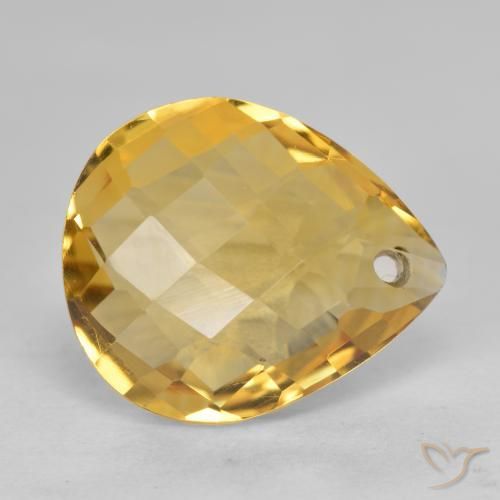 Citrino Dorato medio-scuro naturale da 3.44 ct, Forma a pera, VVS-VS