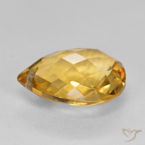 Citrino Dorato medio-scuro naturale da 3.44 ct, Forma a pera, VVS-VS