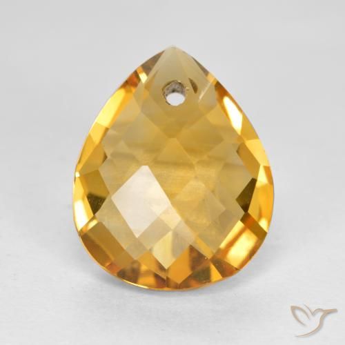 3.68ct Naturale Arancio Dorato Profondo Citrino, Forma a pera, VVS-VS