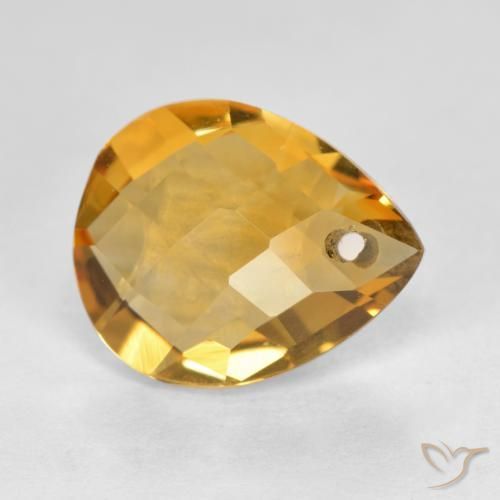 Citrino Arancio Dorato Profondo naturale da 3.68 ct, Forma a pera, VVS-VS