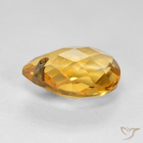 Citrino Arancio Dorato Profondo naturale da 3.68 ct, Forma a pera, VVS-VS