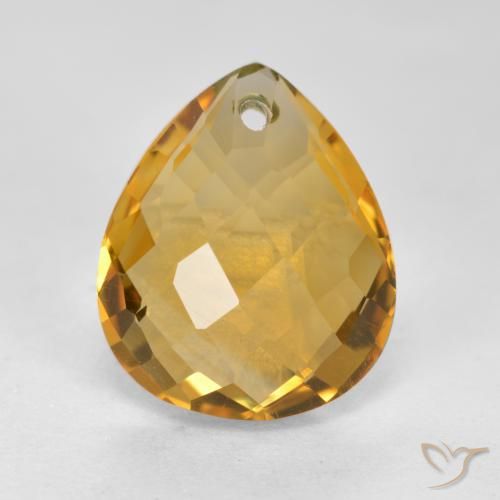 3.83ct Naturale Arancio Dorato Profondo Citrino, Forma a pera, VVS-VS