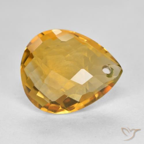 Citrino Arancio Dorato Profondo naturale da 3.83 ct, Forma a pera, VVS-VS